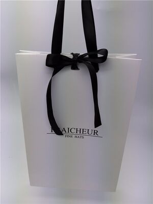 Bom preço Poupança de espaço bolsas de presente dobráveis recicladas feitas a partir de papel branco com logotipo personalizável e cor da fita perfeita para varejo e presentes on-line