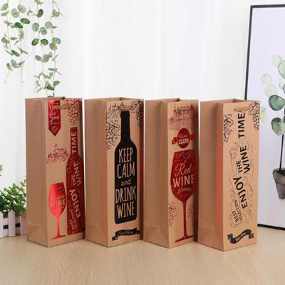 Bom preço Sacos de papel impressos costume do saco do presente da garrafa de vinho para casamentos do aniversário on-line