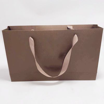 Bom preço Os sacos impressos saco de papel do punho da fita de Kraft da parte alta levam o presente 31,5 x 6,4 x 19cm on-line