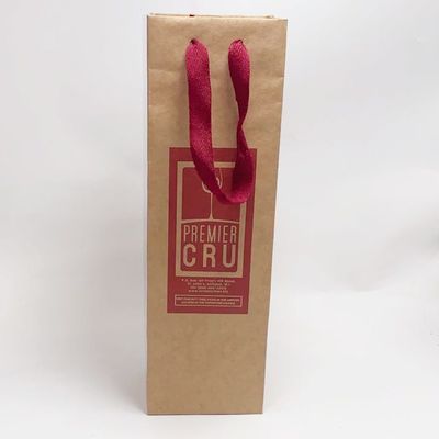 Bom preço O presente da garrafa de vinho tinto do saco de papel de Kraft do punho da fita ensaca a espessura de 0.30mm on-line