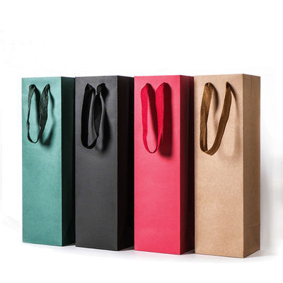 Bom preço O presente impresso sacos personalizado da garrafa de Kraft leva o empacotamento a favor do meio ambiente on-line